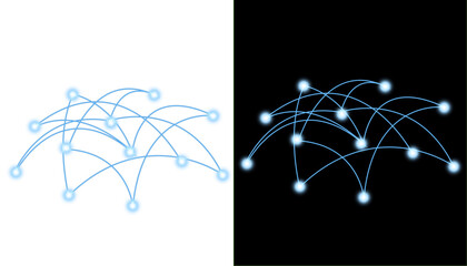 Blue glowing digital data network overlay with futuristic global connection nodes and luminous communication grid connectivity on transparent png background © Izzat