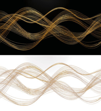 Abstract Gold Wavy Lines Background - Lignes ondul&eacute;es dor&eacute;es abstraites - Abstrakte goldene Wellenlinien - L&iacute;neas onduladas de oro abstractas - Luxury Fluid Motion Graphic Design Art Wallpaper