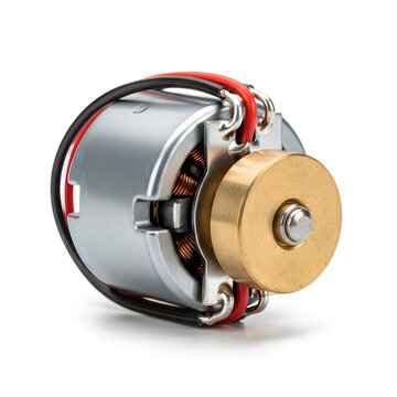 electric motor with copper winding isolated on white background