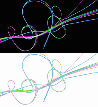 Abstract Flowing Neon Ribbons - Rubans n&eacute;on fluides abstraits - Abstrakt flie&szlig;ende Neonb&auml;nder - Cintas de ne&oacute;n fluidas abstractas - Futuristic Light Energy Trails Digital Art Graphic Background