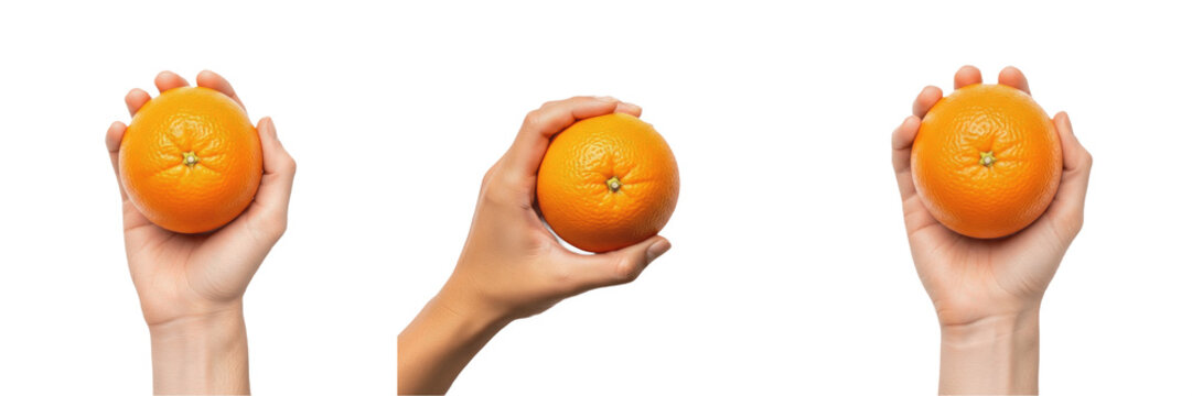 Hand holding a peeled orange Citrus sinensis without skin Naranja pelada Orange pelee Gescharte Apfelsine segment fruit flesh juicy citrus snack organic health vitamin C nutrition product