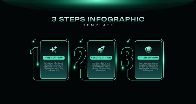 Timeline black infographic template with step journey and numbered layout. Modern business presentation graph with icons, clean vector design for workflow, data visualization, process illustration.