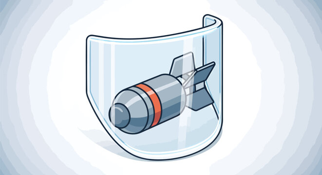 Iconographic Representation of a Bomb within a Protective Shield, Symbolizing Security or Defense