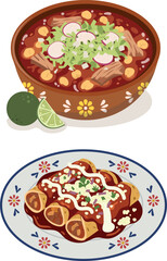 Obraz premium Platillos de México. Pozole y enchiladas de mole