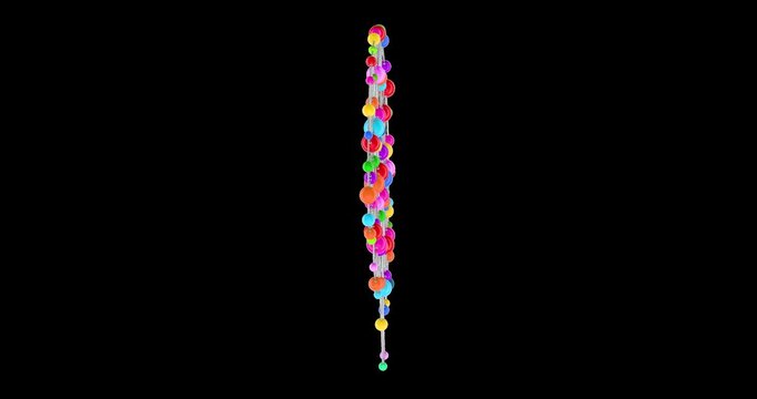 Abstract brain network with colorful connected nodes, rotation animation seamlessly loopable. 3D rendering isolated on transparent background