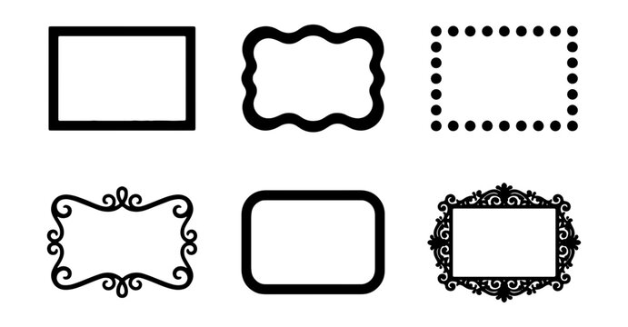 Set of vintage photo frames, decorative borders, vector illustration