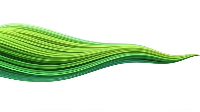 Abstract green leaf wave logo icon. Eco-friendly flowing grass line shape vector illustration isolated on white.