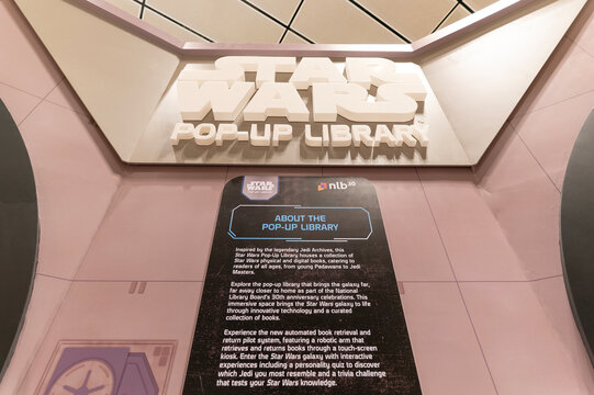 Star Wars pop-up library information board at Changi Airport