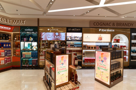 Cognac and brandy retail display area