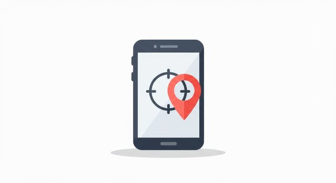 Smartphone with location icon representing tracking and navigation concept