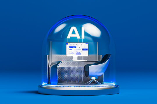 Dome with desk designed for artificial intelligence technology use