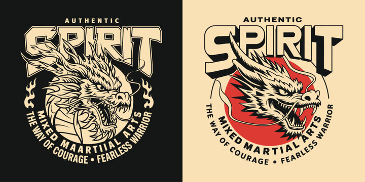 Authentic spirit dragon head mixed martial arts way of courage.