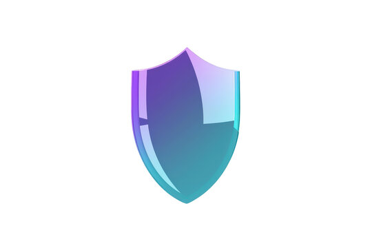 Shield icon in glossy gradient colors, visualizing digital data protection, online security, and internet safety concepts