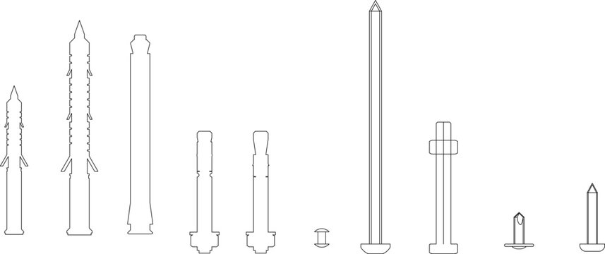 Technical engineering illustration displaying a variety of vertical foundation piles, including screw piles, driven piles, and steel columns for construction.