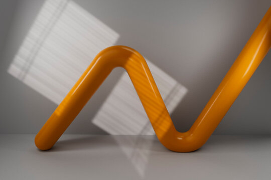 3D Abstract Orange Zigzag Tube