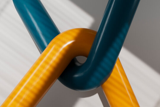 3D Twisted Orange and Blue Pipes
