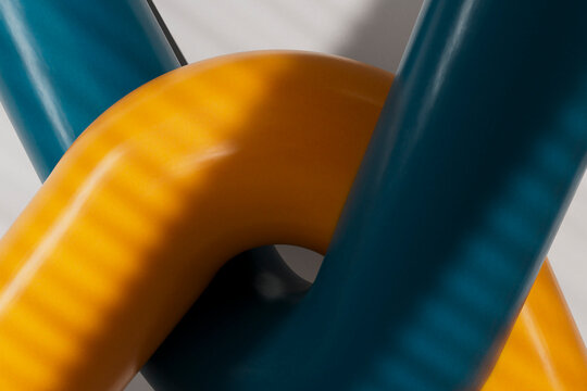 3D Closeup of Intersecting Curved Tubes