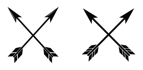 Four black arrows crossing each other in an x pattern © desinax