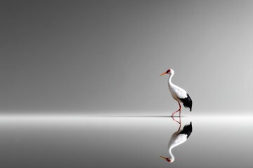 Fototapeta premium Minimalist Crane Scene Isolated Against Clean Gradient Background for Artistic Use