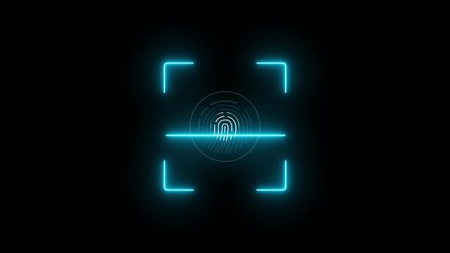 scanner icon animation isolated scanner neon shine icon animation.fingerprint biometric scanning animation. Biometric scanning animation showing neon fingerprint