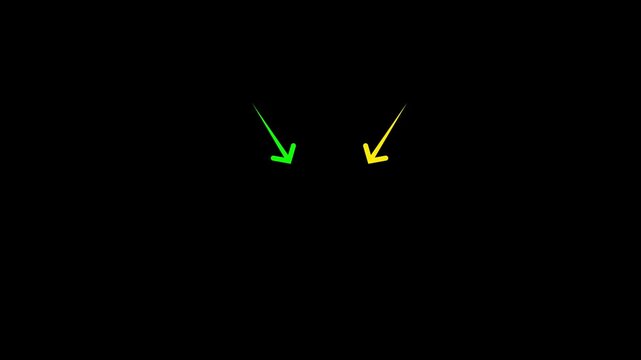 Set of animated white arrow overlays including hand-drawn chalk doodles and dashed directional pointers. Motion graphics of arrow concept