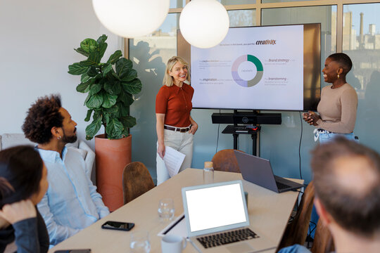 Business team presenting creativity branding strategy in office