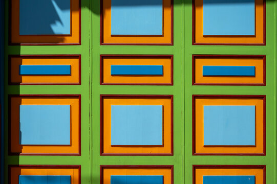 Colorful Zocalo Facade Detail In Guatape Street