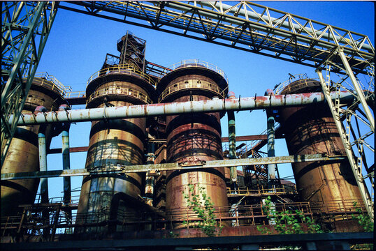 Abandoned, rusty industrial plant
