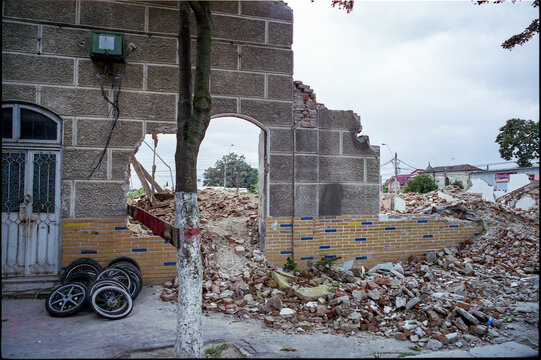 Dilapidated brick house
