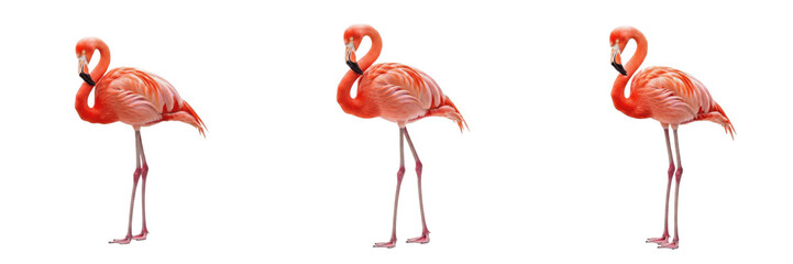 Obraz premium Greater Flamingo in Lagoon - Phoenicopterus roseus - Flamant rose - Flamenco - Pink Wading Bird SEO Title - Elegant Bird Standing on One Leg in Salt Water Wildlife Photography - Tropical Nature Photo