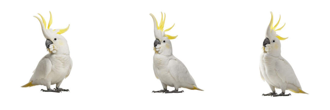 Sulphur-Crested Cockatoo - Cacatua galerita - Cacato&egrave;s - Cacat&uacute;a - Iconic Australian Bird SEO Title - White Parrot with Yellow Crest in Forest Canopy Wildlife Photography - Playful Bird Species