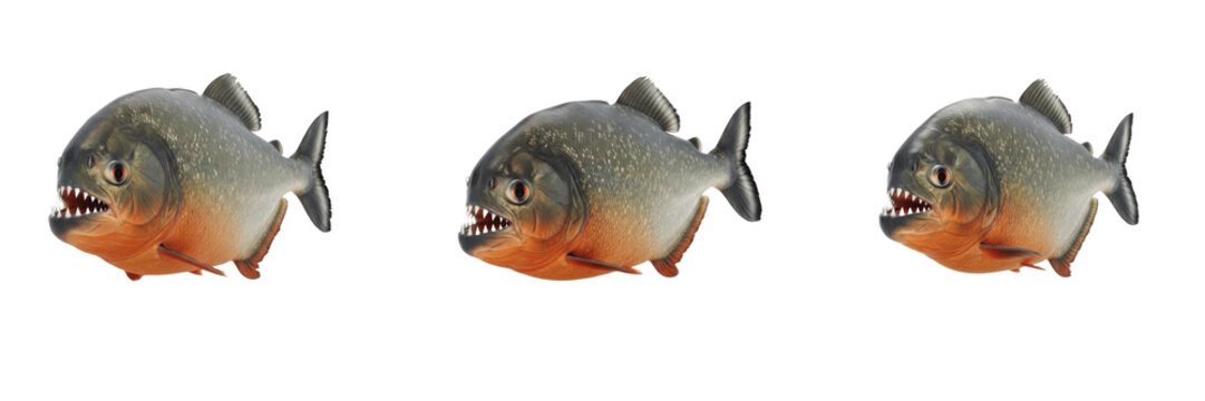Red-Bellied Piranha - Pygocentrus nattereri - Piranha - Pira&ntilde;a - Fierce Freshwater Fish SEO Title - Sharp Toothed Carnivorous Fish in Amazon River Wildlife Photography - Dangerous Tropical Fish