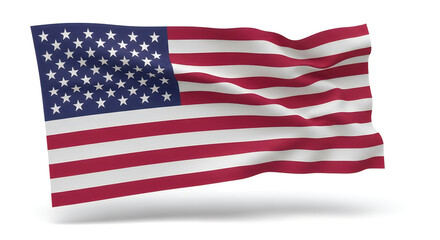 Obraz premium American flag waving in wind on white background for USA patriotic celebration
