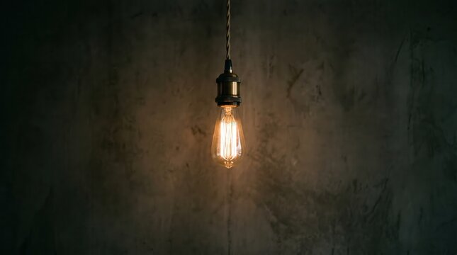 Single Hanging Light Bulb Glow s1 2, Vintage Illumination