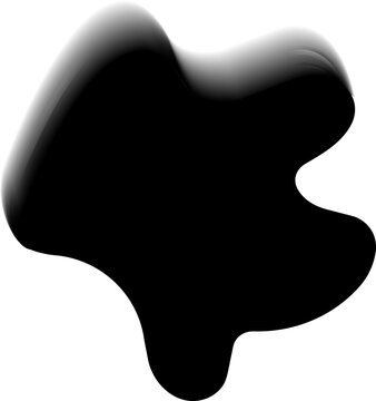 Heavy irregular ink shape with dense body and gradient blur contour.
