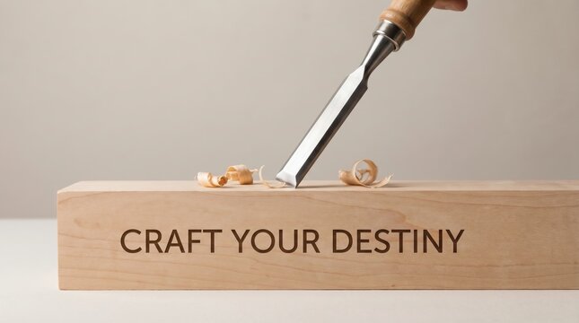 Minimalist Composition of a Chisel Carving Wood