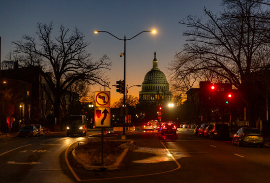 Sunset Washington DC Capital  City Skyline 