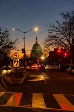 Sunset Washington DC Capital  City Vertical Skyline 