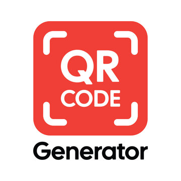 Red QR Code Generator Icon High Quality Vector Graphic with White Frame Corners and Professional Typography for Digital Marketing and App UI