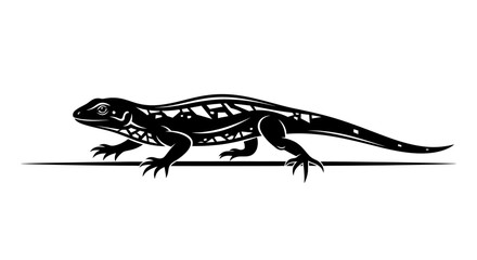 Fototapeta premium Lizard or salamander silhouette vector illustration in tribal style.