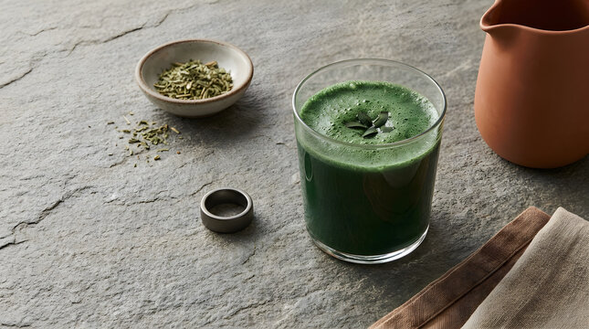 Isometric Still Life of Smart Health Tech and Nutrition Smoothie