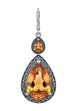 Elegant tiger-eye drop earrings with silver accents