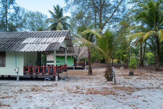 Buildings at a rural homestead on Ko Phran Thong, Thailand.