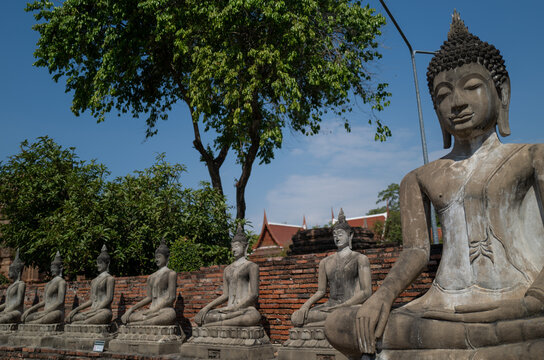 Statues at Wat Phra Si Sanphet temple, Ayutthaya, Thailand. 