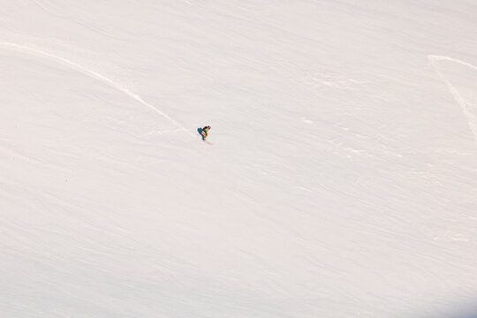 Skier goes downhill