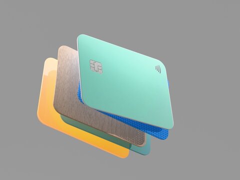 Layered Credit Cards Stacked With Different Colors and Designs