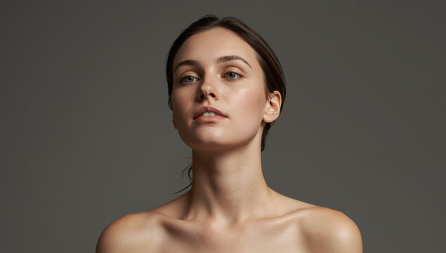 Young woman portrait with relaxed open posture and soft shoulders conveying calm confidence