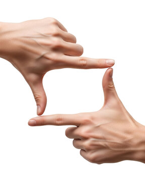 A pair of human hands creating a deliberate square framing gesture with outstretched fingers and thumbs, symbolizing focus, selection, composition, and artistic vision for photography&nbsp;