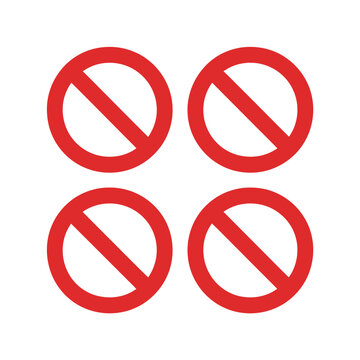 Red prohibition sign circle slash symbols on white background for no entry warning restriction and safety message design