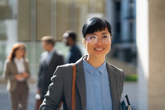 Business professional walking in urban setting